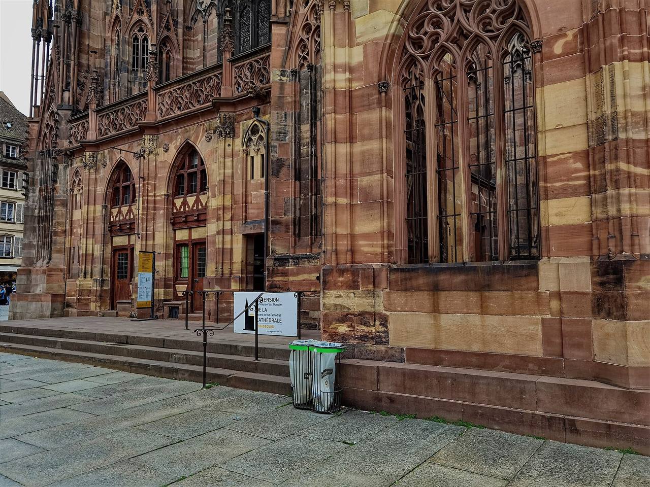Strasbourg – Notre-Dame de Strasbourg – Fisheye panorama of unfinished south tower of south-west side of the cathedral